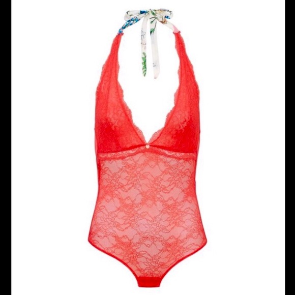 Sam Edelman Geranium Lace Halter Bodysuit Size Sm - Picture 3 of 11